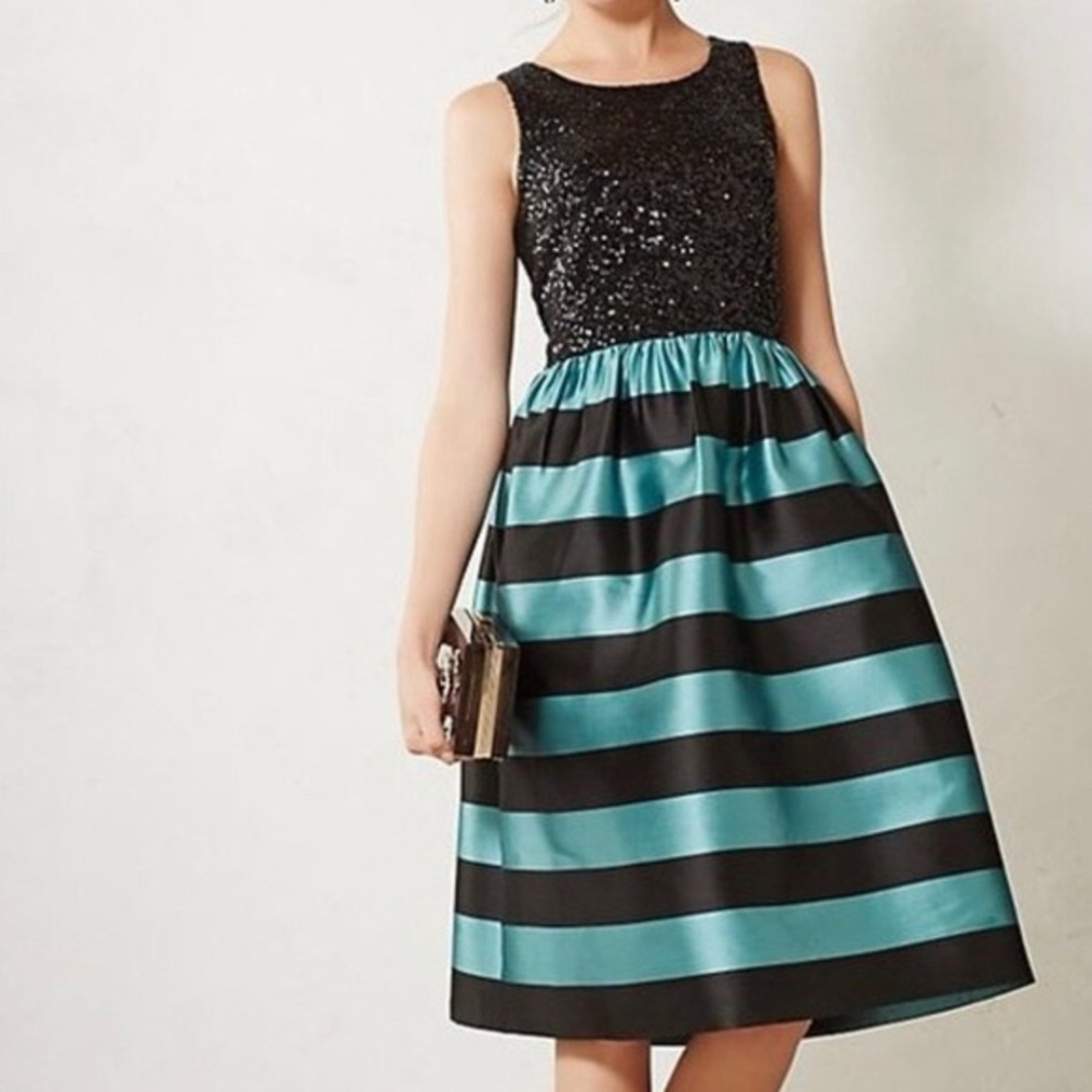 Leifsdottir Starlit Midi Dress Black Sequin Green
